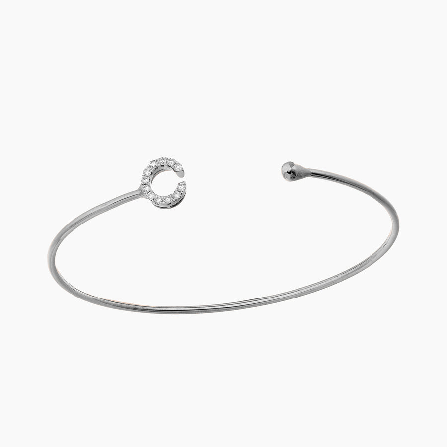 Wire Diamond Letter Bangle