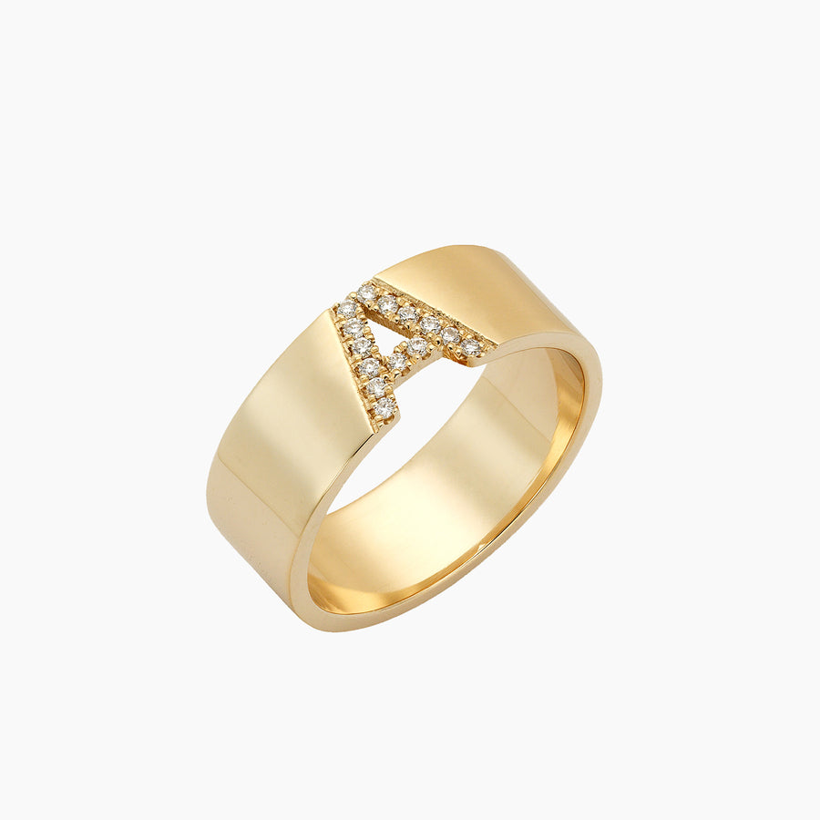 Diamond Initial Cigar Ring - Small