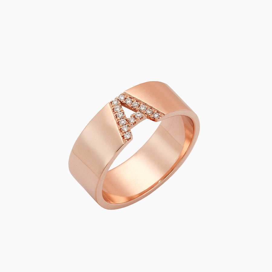 Diamond Initial Cigar Ring - Small