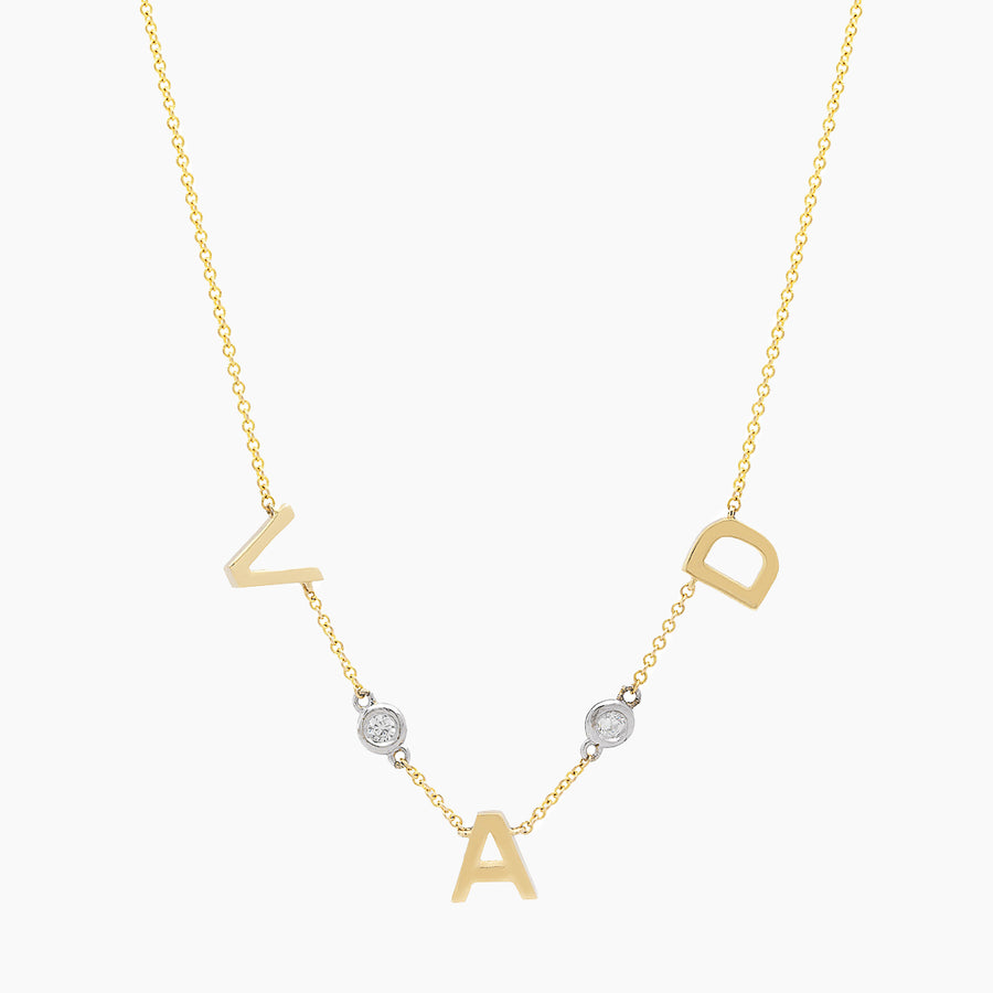 Three Initial Necklace with Diamond 