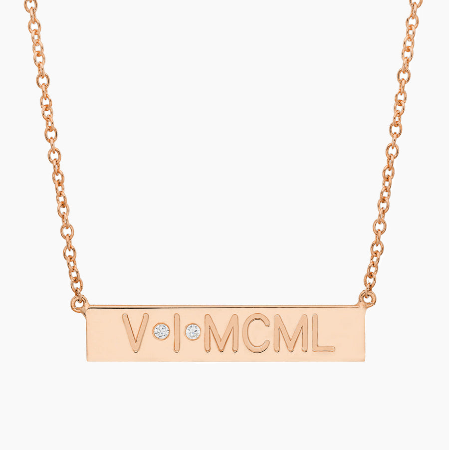 Personalised Roman Numeral Bar Necklace