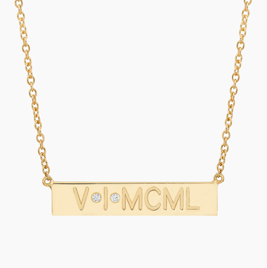 Personalised Roman Numeral Bar Necklace