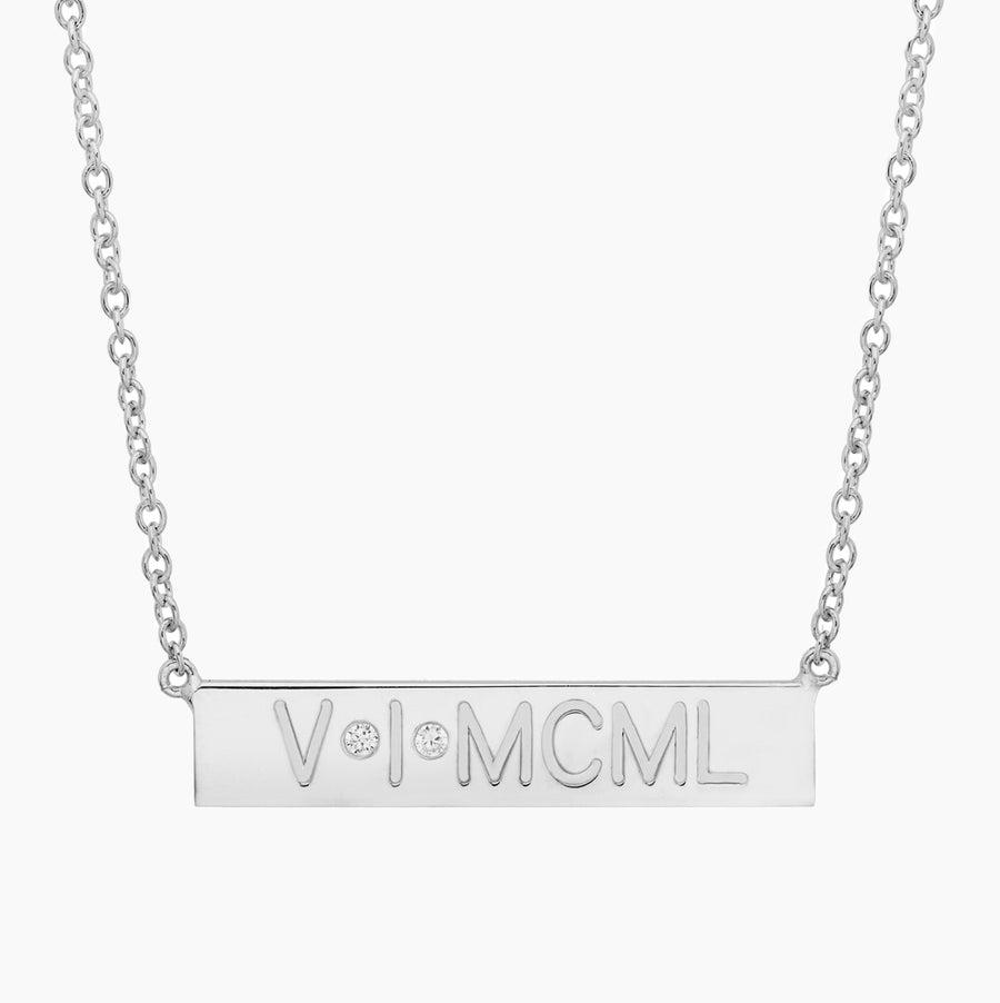 Personalised Roman Numeral Bar Necklace