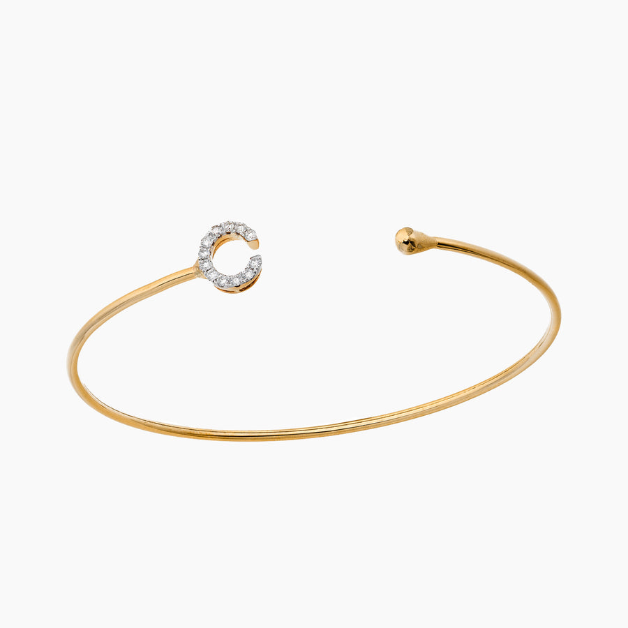 Wire Diamond Letter Bangle