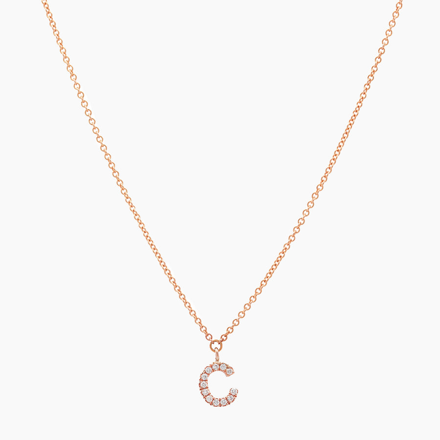 Medium Diamond Pavé Single Initial Pendant